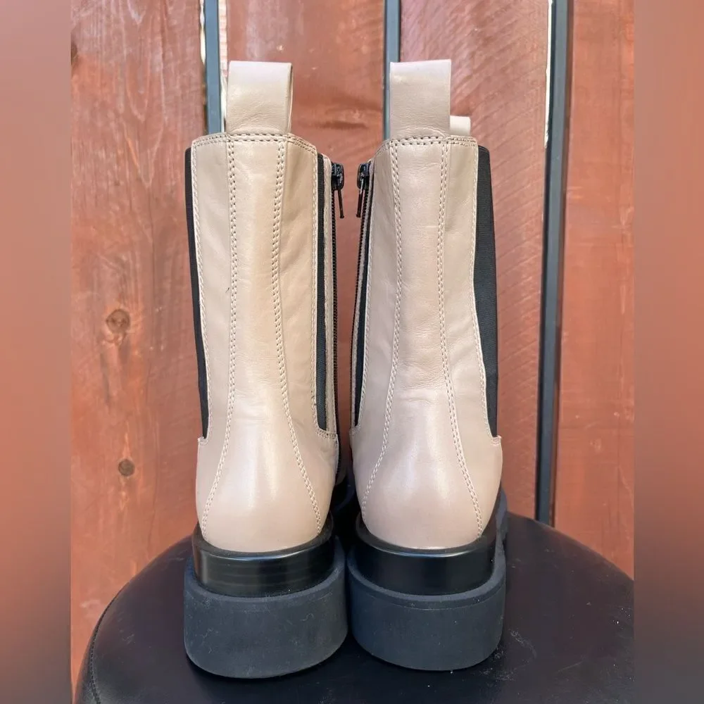 Jeffrey Campbell Tanked Platform Brown Leather Chelsea zip boots size 8 NEW